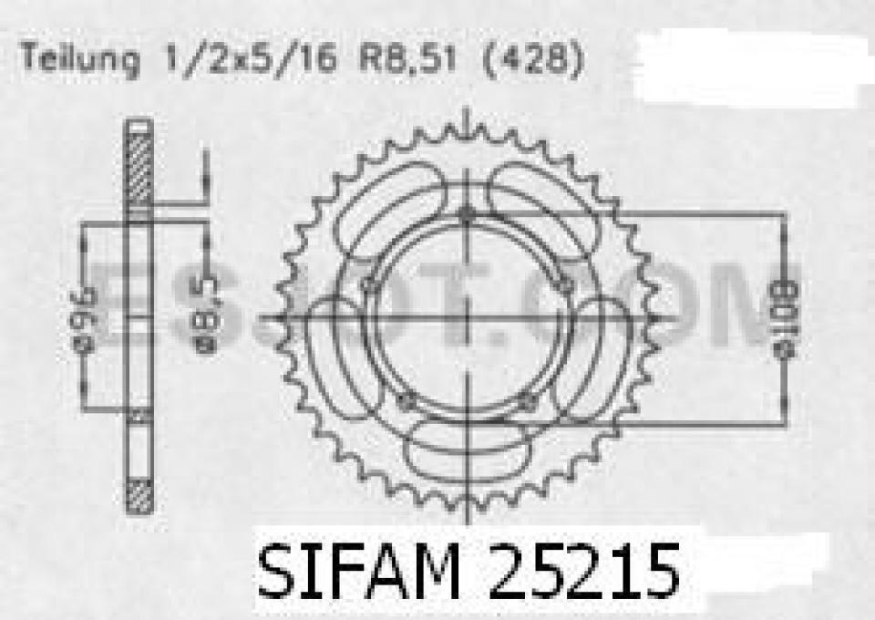 Couronne de transmission Sifam pour Moto MZ 125 SM 2001 à 2006 Neuf