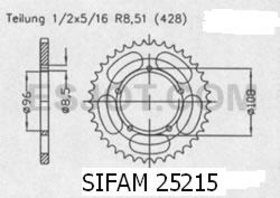 Couronne de transmission Sifam pour Moto MZ 125 SX 2002 à 2005 Neuf