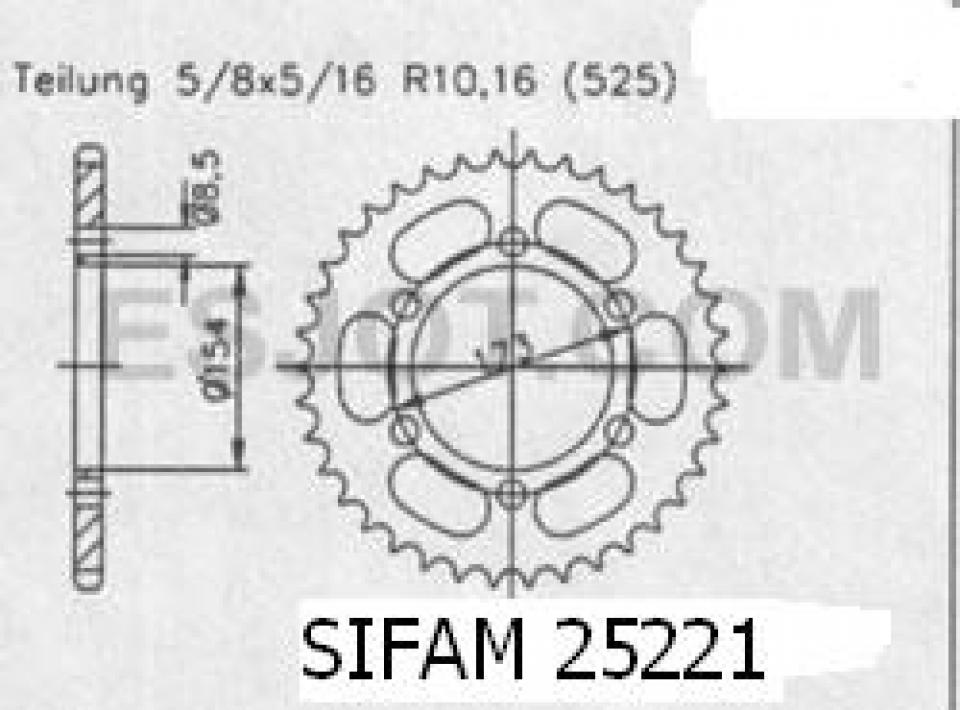 Couronne transmission Sifam pour moto Aprilia 1000 RST Futura 2001 à 2005 43 dts P525