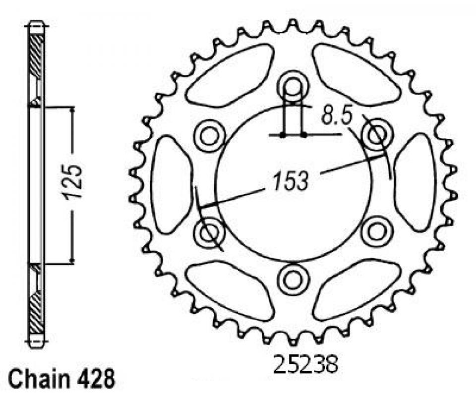 Couronne de transmission Sifam pour Moto Honda 125 Xr L 2003 à 2008 Neuf