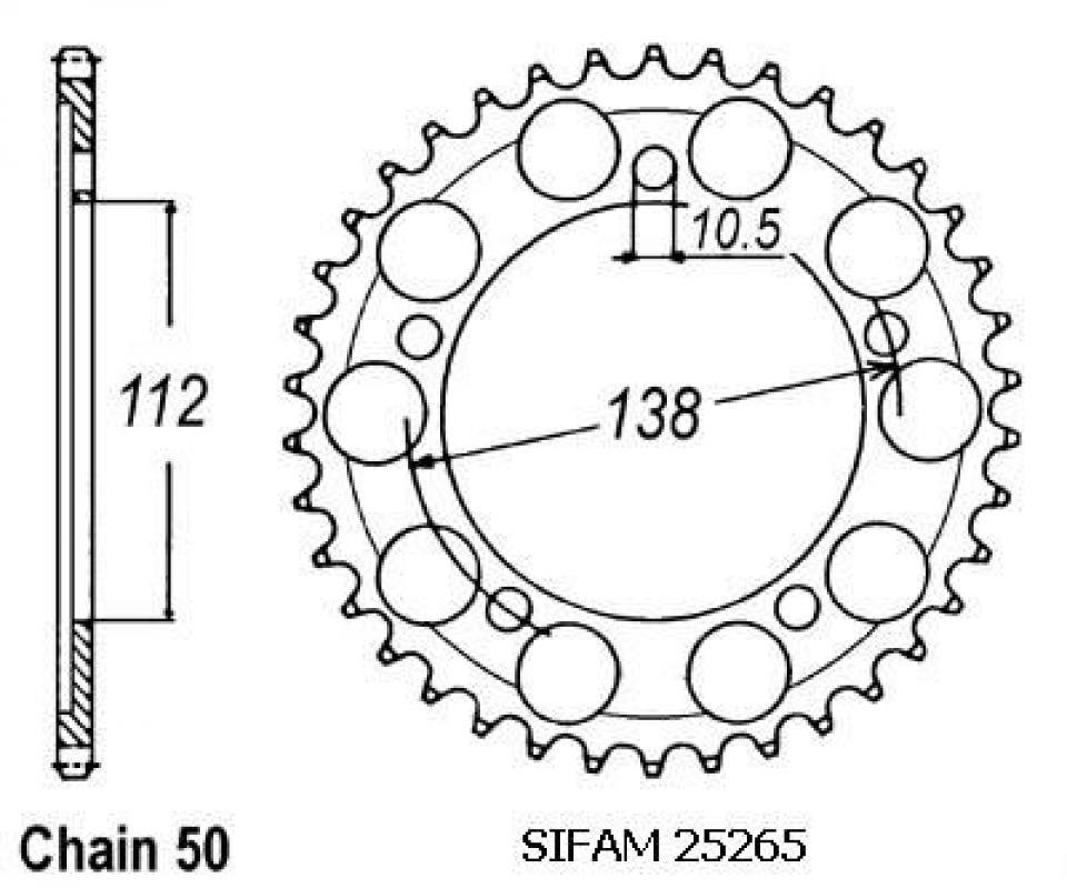 Couronne de transmission Sifam pour Moto Yamaha 600 YZF R6 1999 à 2002 48 dents pas 530 Neuf