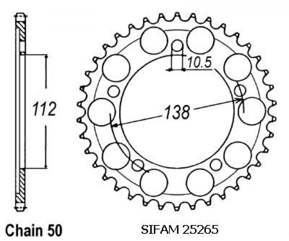 Couronne de transmission Sifam pour Moto Yamaha 600 YZF R6 1999 à 2002 48 dents pas 530 Neuf