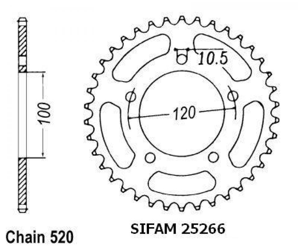 Couronne de transmission Sifam pour moto Aprilia 125 RS Pista 2006 à 2014 Neuf