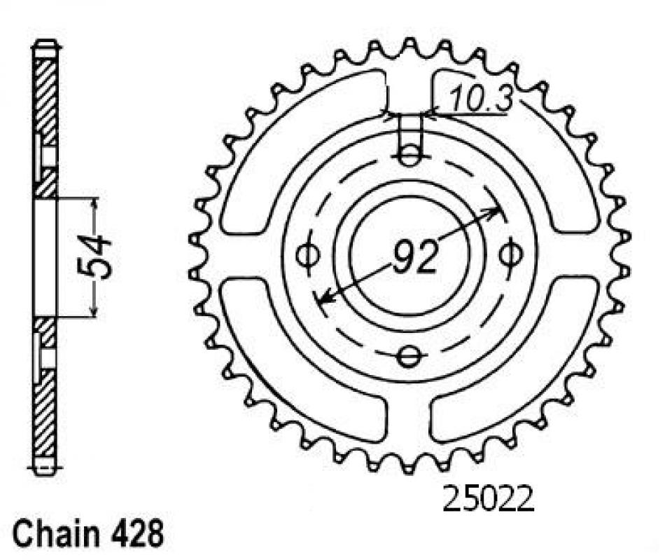 Couronne de transmission Esjot pour Moto Yamaha 125 Sr Se 1982 à 2002 49 dents pas 428 Neuf