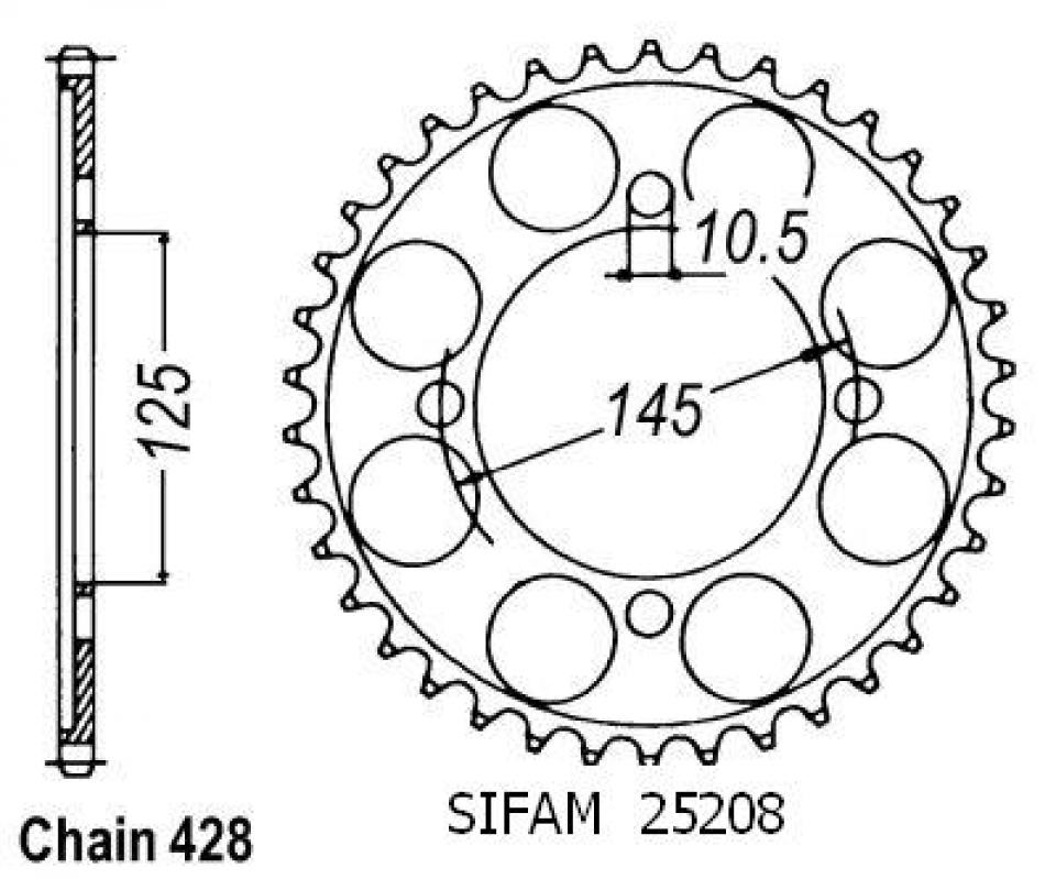 Couronne de transmission Esjot pour Moto Yamaha 125 Xvs Drag Star 2000 à 2004 59 dents pas 428 Neuf