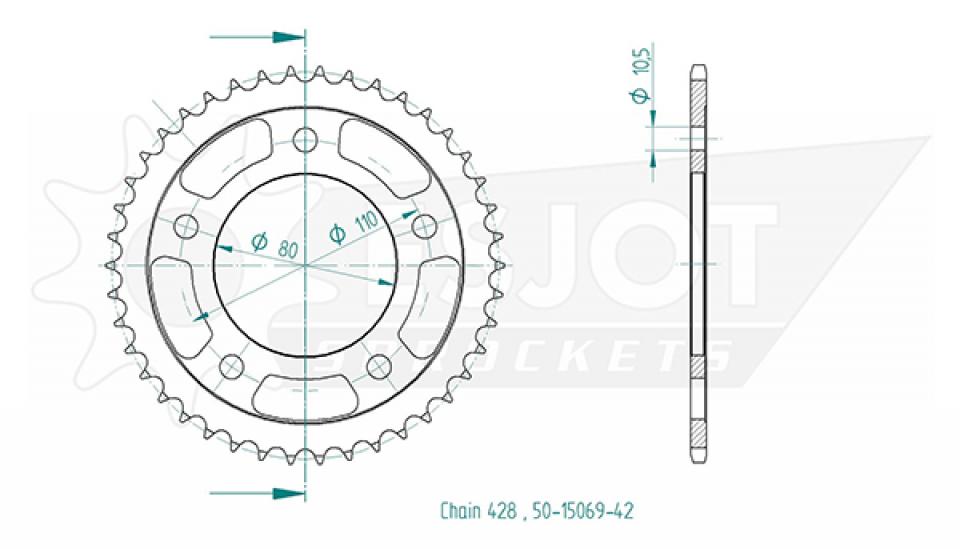 Couronne de transmission Esjot pour moto Kymco 125 Quannon Kr 2008 à 2016 42 dts