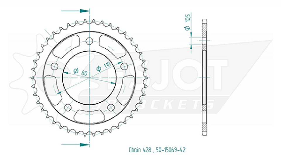 Couronne de transmission Esjot pour moto Kymco 125 Quannon Kr 2008 à 2016 42 dts