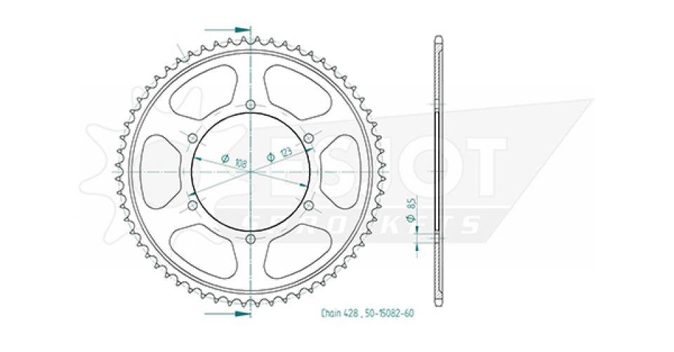 Couronne de transmission Esjot pour moto Aprilia 125 TUONO 4T 2017 à 2020 60 dts