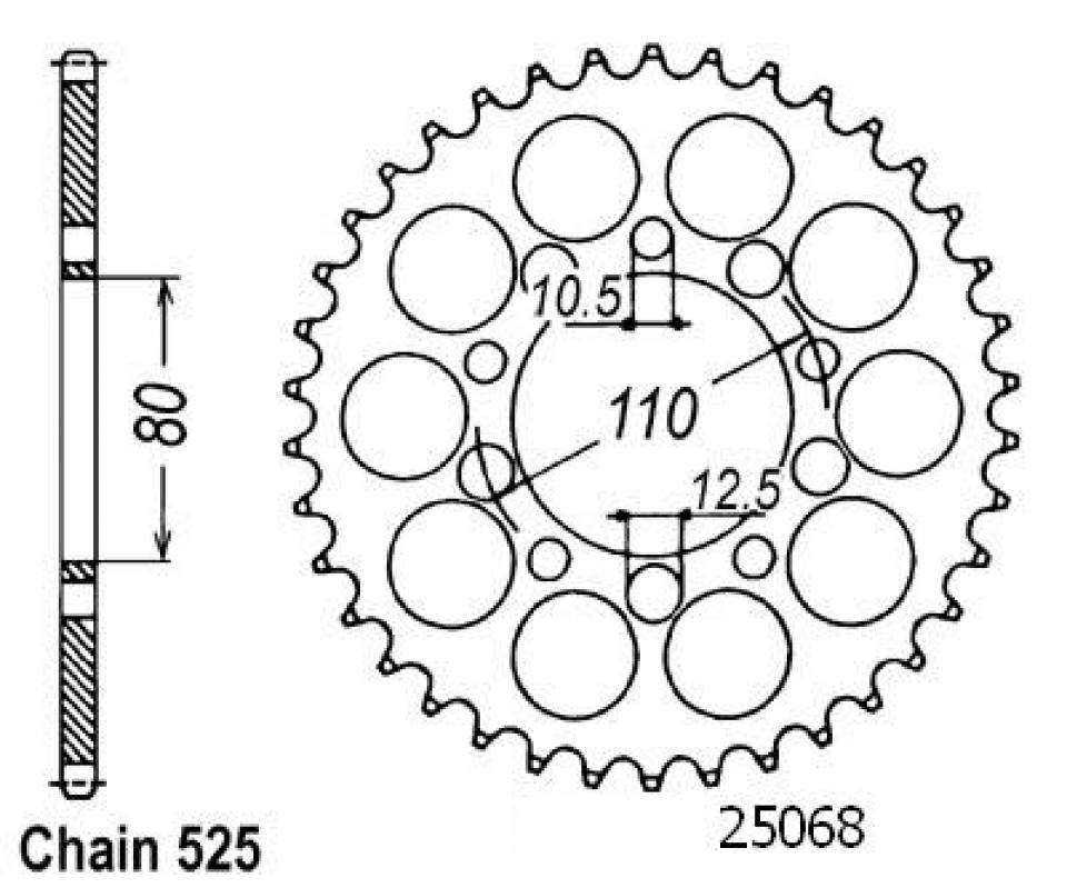 Couronne de transmission Esjot pour Moto Honda 600 Vt C Chopper 1988 Neuf