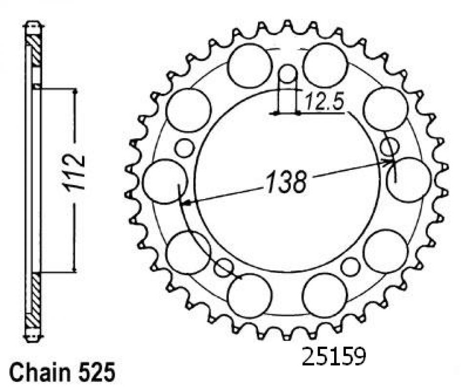 Couronne de transmission Esjot pour Moto Honda 750 Vt Dc Black Widow 2000 à 2006 Neuf