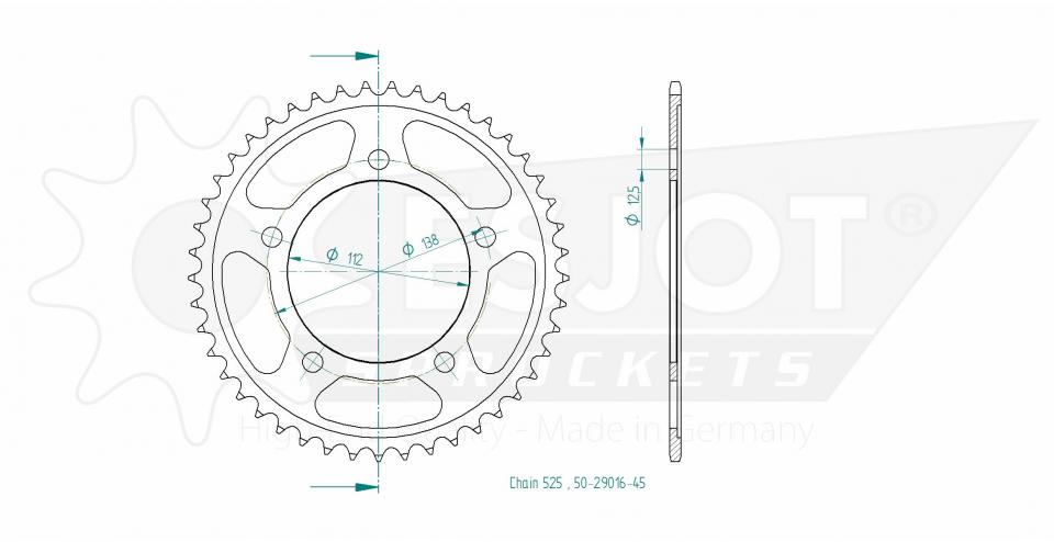 Couronne de transmission Esjot pour Moto Honda 650 Cb R 2019 à 2022 Neuf