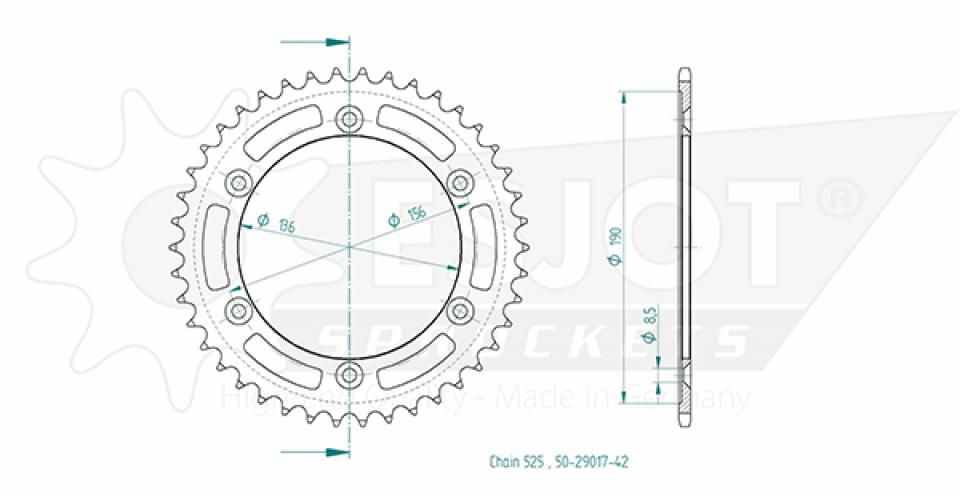 Couronne de transmission Esjot pour Moto Suzuki 650 DR SE 1996 à 2005 Neuf