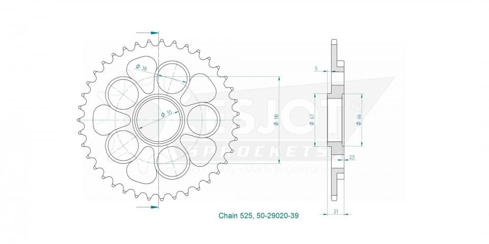 Couronne de transmission Esjot pour Moto Ducati 848 Evo Corse Se 2012 à 2013 Neuf