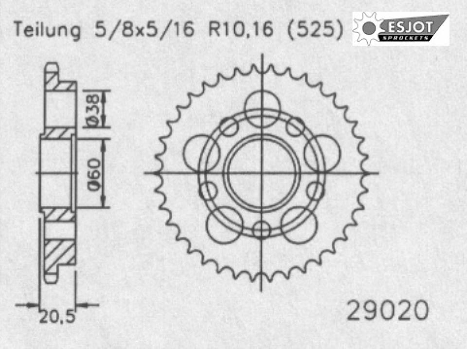 Couronne de transmission Esjot pour Moto Ducati 821 Hypermotard 2013 à 2016 Neuf