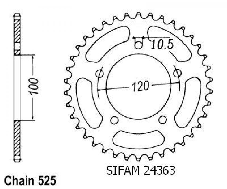 Couronne de transmission Esjot pour moto Aprilia 750 Shiver 2007 à 2017 44 dts