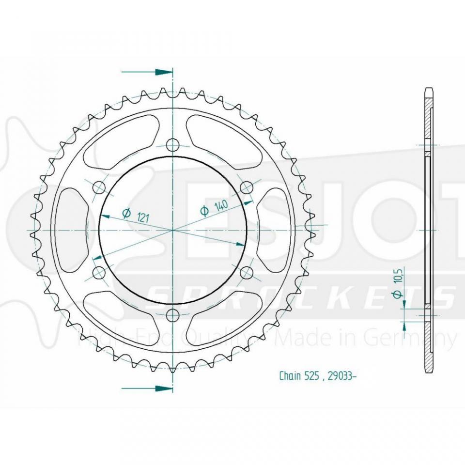 Couronne transmission Esjot pour moto Cagiva 650 V-Raptor 2001 à 2007 45dts P525