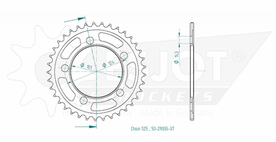 Couronne de transmission Esjot pour Moto KTM 990 Supermoto R Abs 2012 à 2013 41 dents pas 525 Ø101mm Neuf