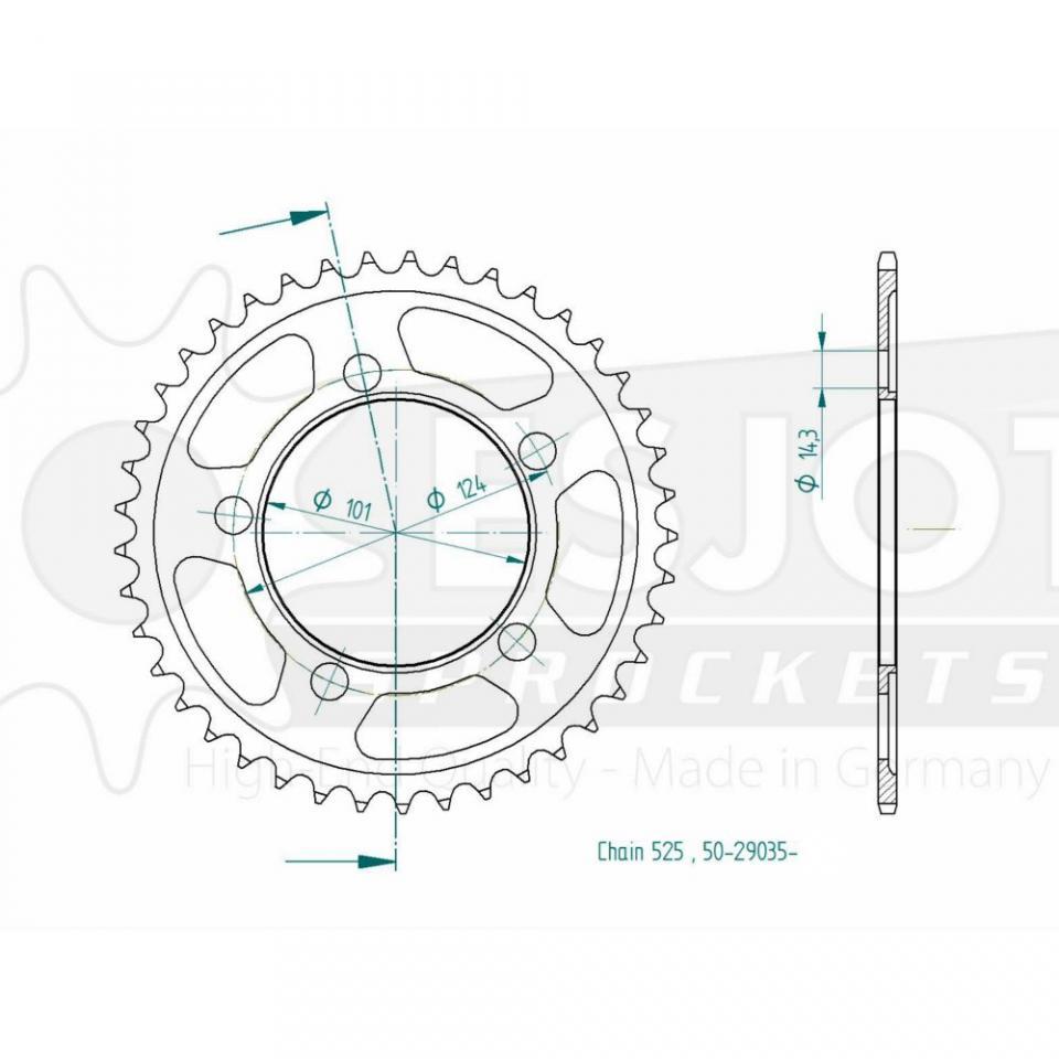 Couronne de transmission Esjot pour moto KTM 1190 RC8 2008 à 2015 38 dts P525