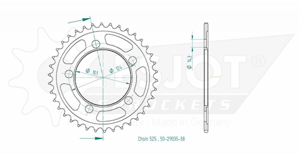 Couronne de transmission Esjot pour moto KTM 1190 RC8 2008 à 2015 38 dts P525