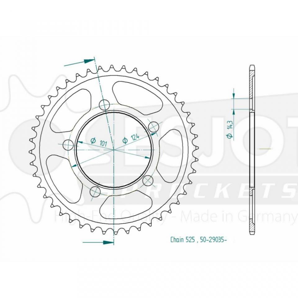 Couronne transmission Esjot pour moto KTM 990 SMT 2010 à 2015 44 dts P 525 Neuf