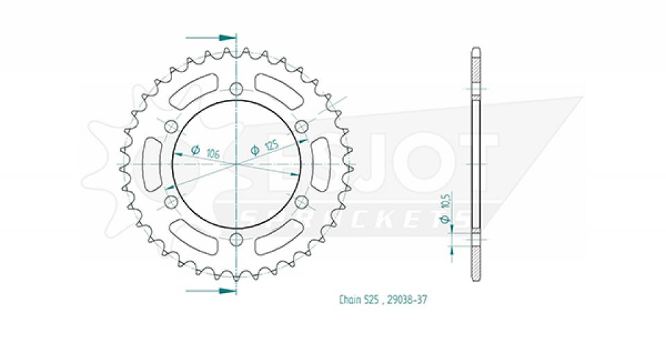 Couronne de transmission Esjot pour Moto Triumph 1200 Bonneville T120 2016 à 2023 37 dents pas 525 Neuf