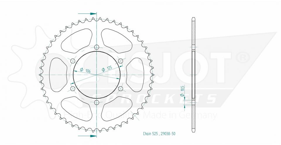 Couronne de transmission Esjot pour Moto Triumph 800 Tiger Xr 2011 à 2016 Neuf