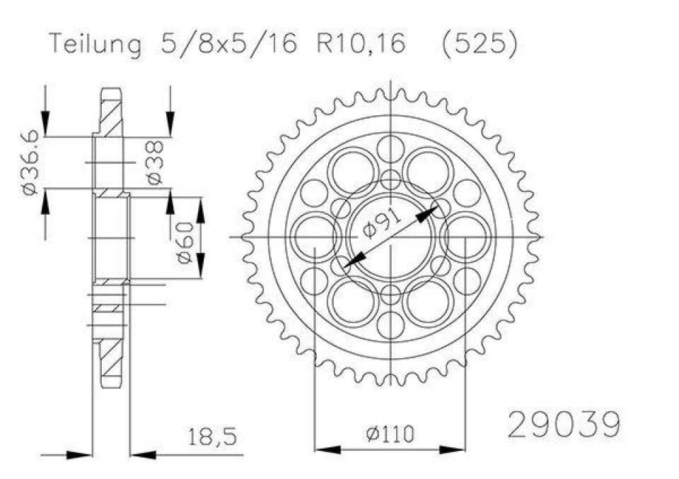 Couronne de transmission Esjot pour Moto Ducati 1098 S 2007 à 2010 Neuf