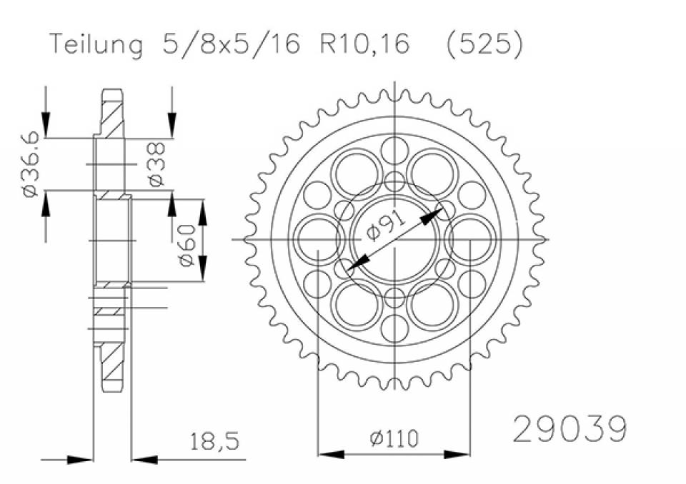 Couronne de transmission Esjot pour Moto Ducati 1200 Monster R 2016 à 2020 Neuf