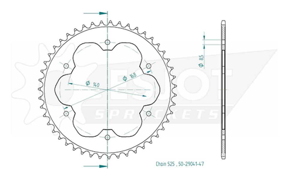 Couronne transmission Esjot pour moto BMW 800 F Gs 2008 à 2012 42 dts P525 Neuf