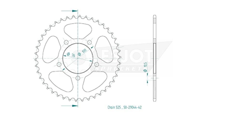 Couronne transmission Esjot pour moto Benelli 500 TRK 502 ABS 2017 à 2019 42 dts