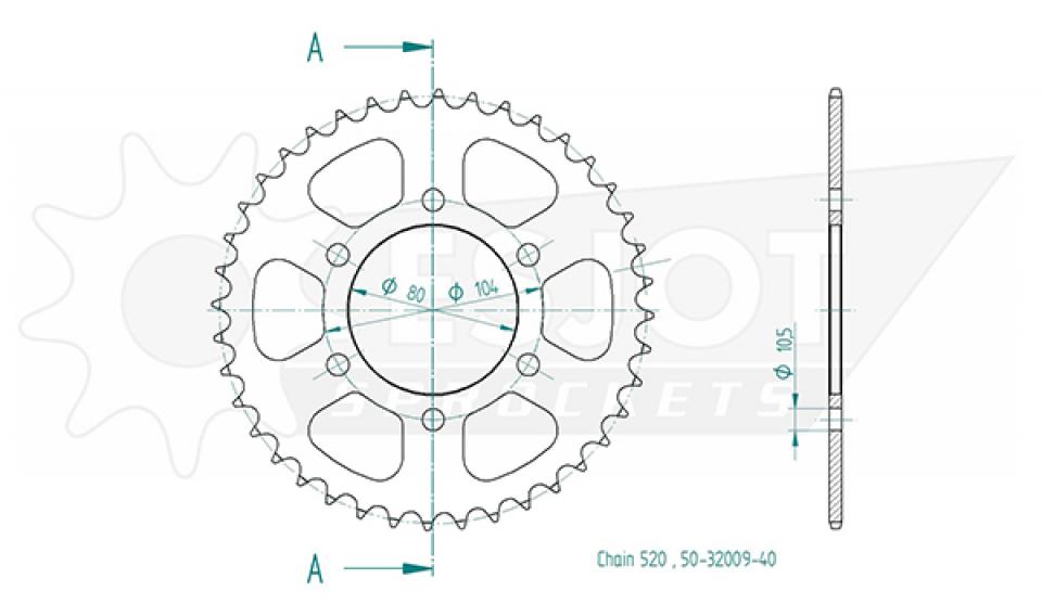 Couronne de transmission Esjot pour Moto Kawasaki 600 Zx-6 R Ninja 2003 à 2004 Neuf