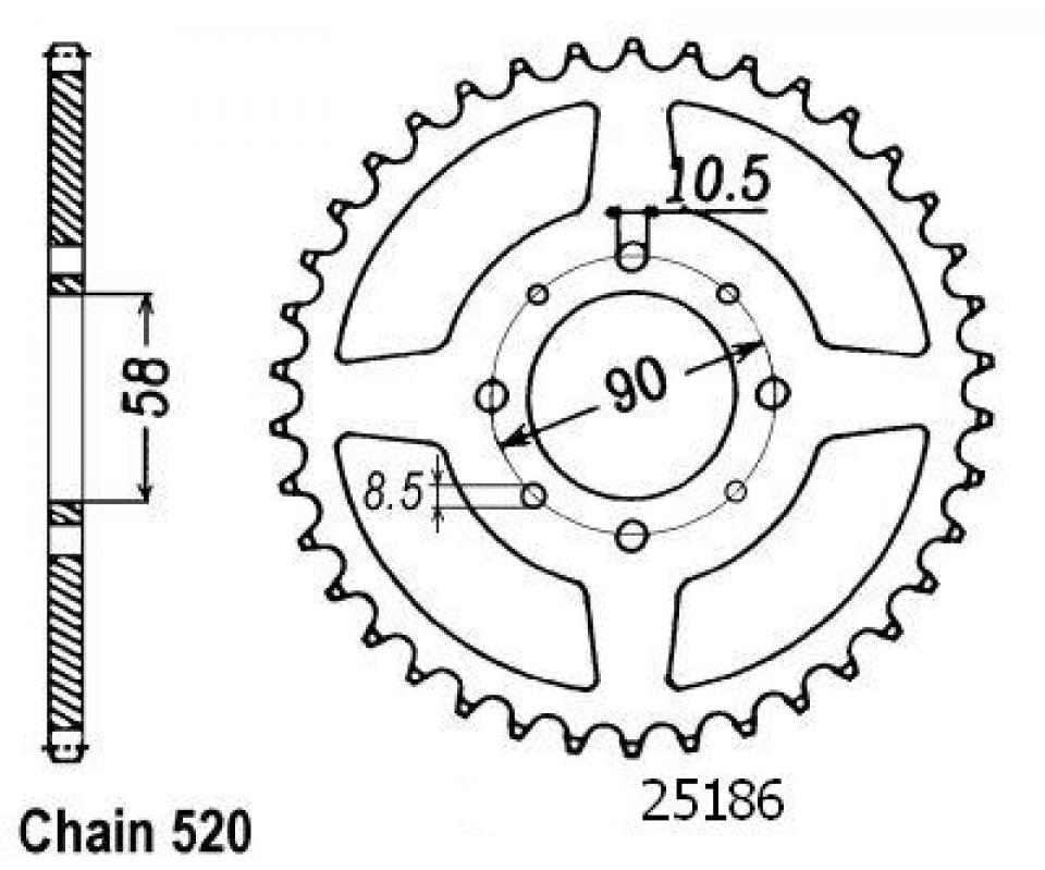 Couronne de transmission Esjot pour Moto Honda 125 Ca Rebel 1995 à 2002 Neuf