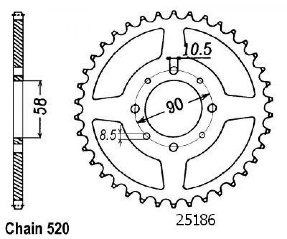 Couronne de transmission Esjot pour Moto Honda 125 Xl V Varadero 2001 à 2017 Neuf