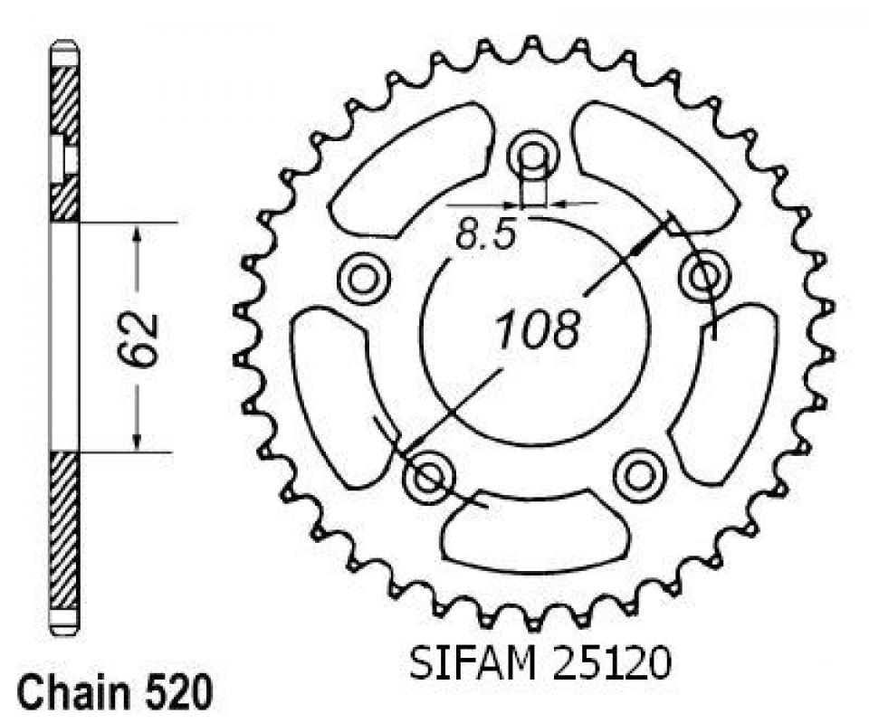 Couronne de transmission Esjot pour Moto Aprilia 125 RS Replica 1999 à 2005 Neuf