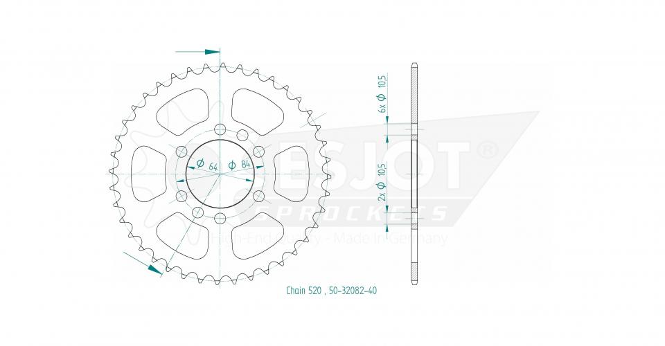 Couronne de transmission Esjot pour Quad Suzuki 400 Lt-Z Quadsport 2003 à 2008 Neuf