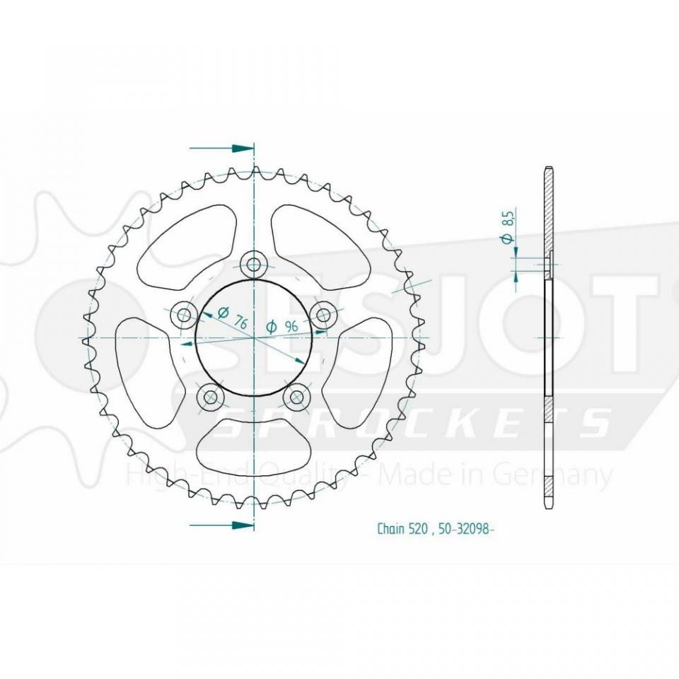 Couronne de transmission Esjot pour moto Cagiva 125 N1 1997 à 1999 43 dts P520