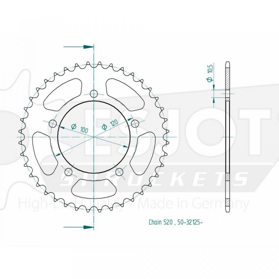 Couronne de transmission Esjot pour moto Aprilia 125 RS Pista 2006 à 2014 40 dts P520