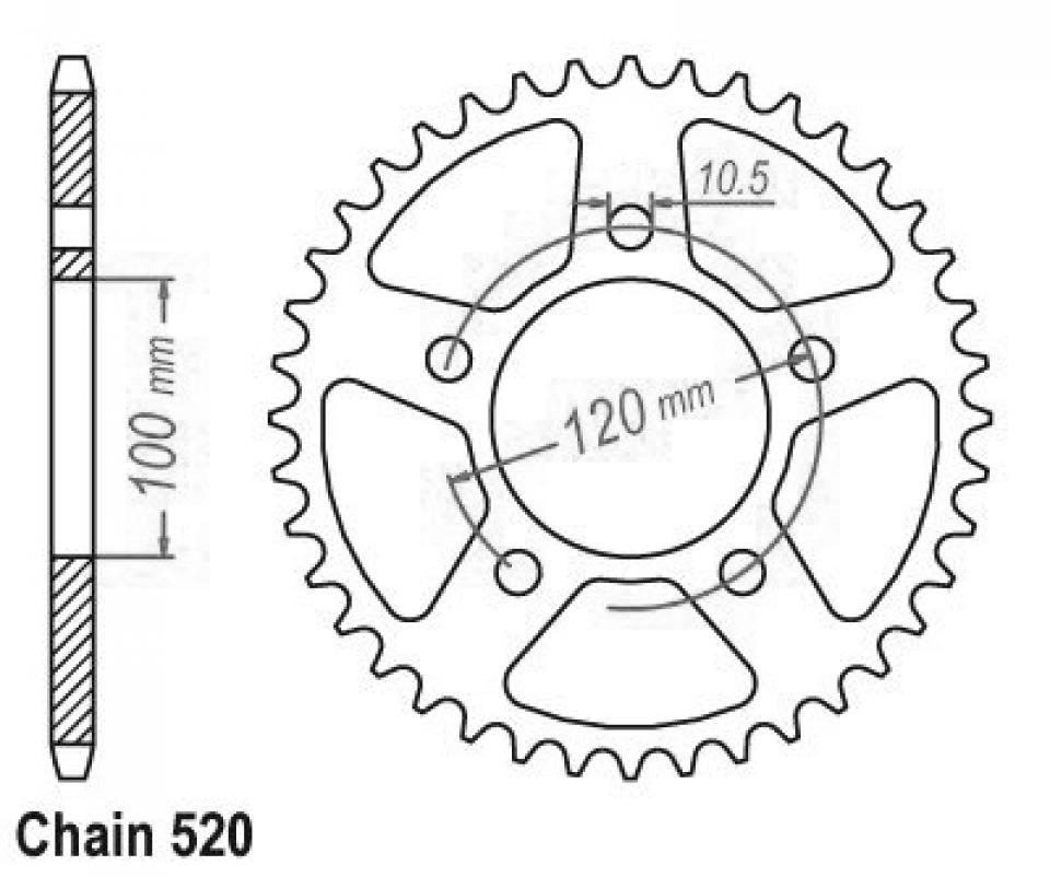 Couronne de transmission Esjot pour moto Aprilia 125 RS Pista 2006 à 2014 40 dts P520