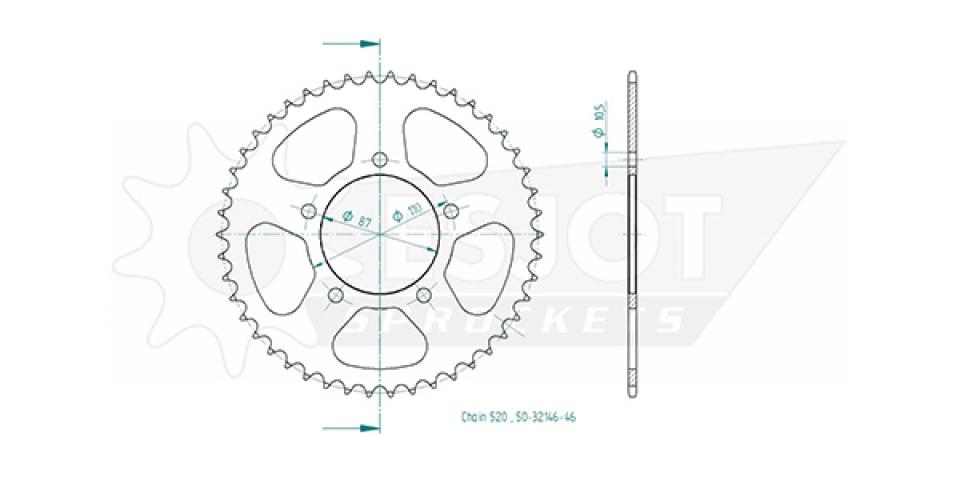 Couronne de transmission Esjot pour Moto Suzuki 250 Gw Inazuma 2012 à 2018 46 dents pas 520 Neuf