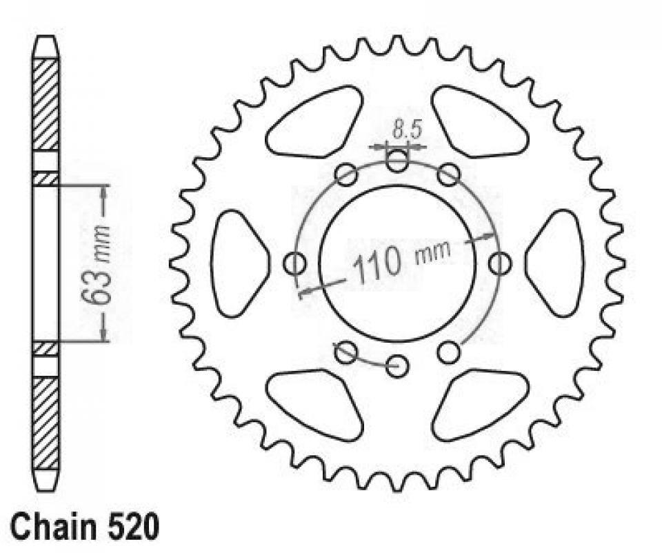 Couronne de transmission Esjot pour Moto Husqvarna 125 Svartpilen 2021 à 2023 Neuf