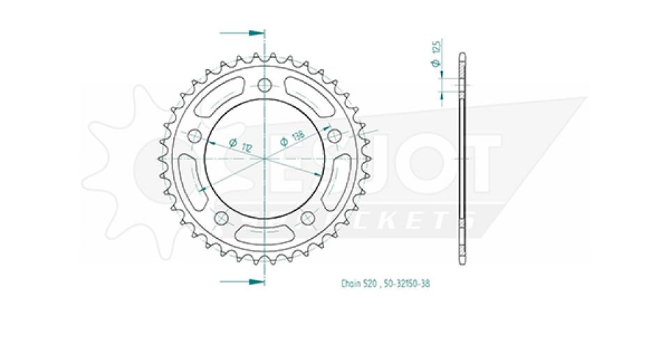 Couronne de transmission Esjot pour Scooter Honda 750 Forza 2021 à 2023 Neuf