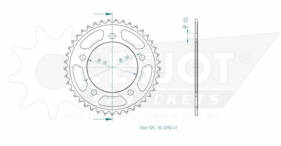 Couronne de transmission Esjot pour Moto Honda 500 CB X ABS 2013 à 2018 Neuf