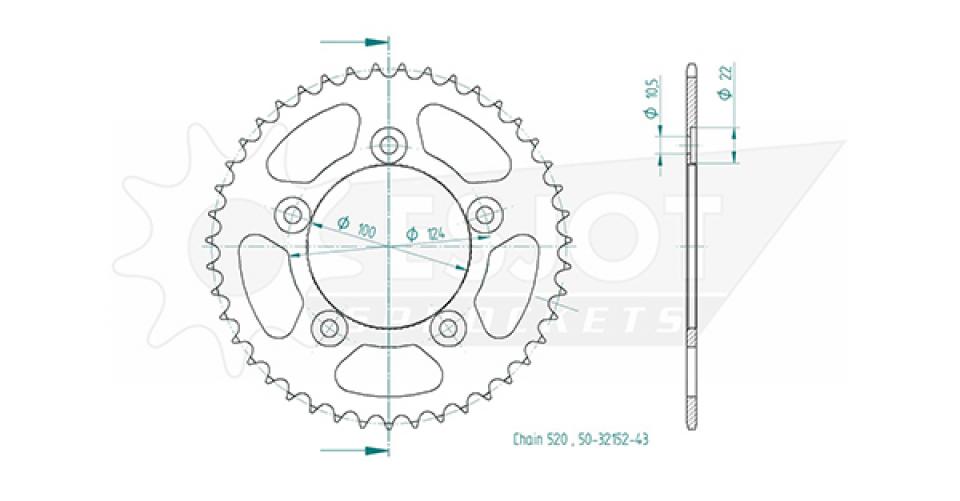 Couronne de transmission Esjot pour Moto Ducati 959 Panigale Abs 2016 à 2020 Neuf