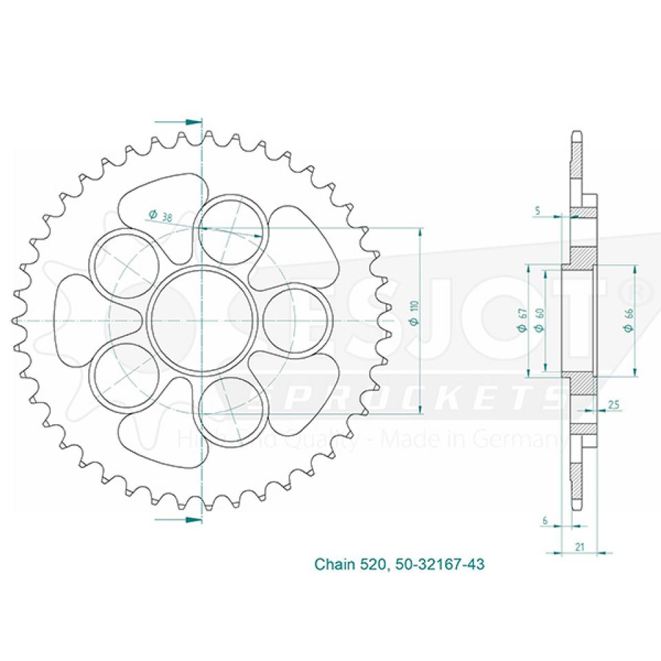 Couronne de transmission Esjot pour Moto Ducati 950 Hypermotard Sp 2019 à 2023 Neuf