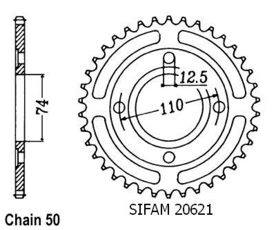 Couronne de transmission Esjot pour Moto Yamaha 400 Xs Se Us 1980 à 1981 36 dents pas 530 Neuf