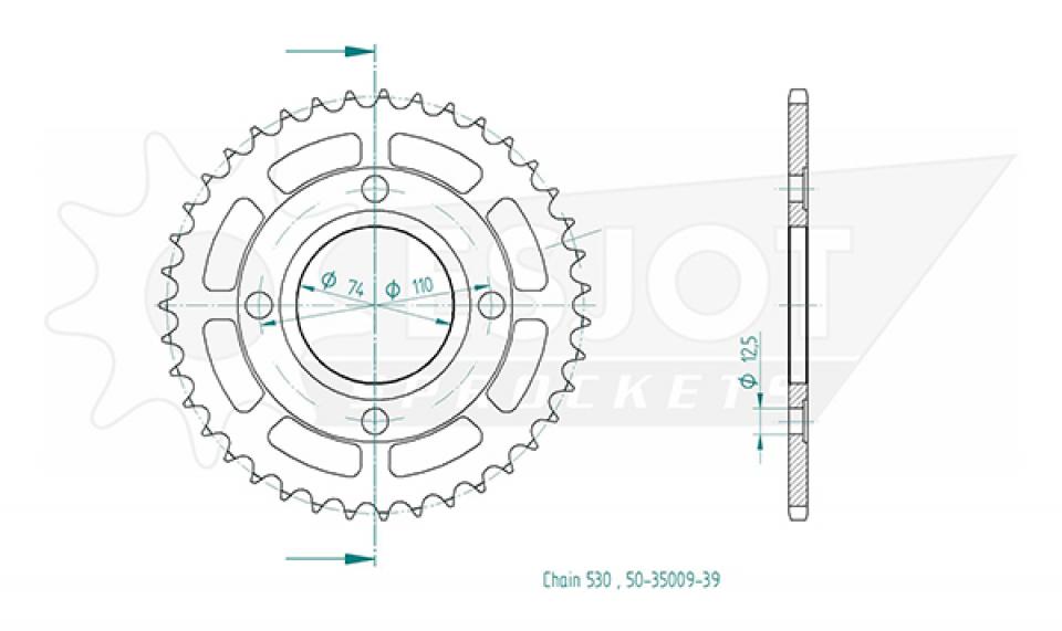 Couronne de transmission Esjot pour Moto Yamaha 500 XS 1976 à 1980 Neuf