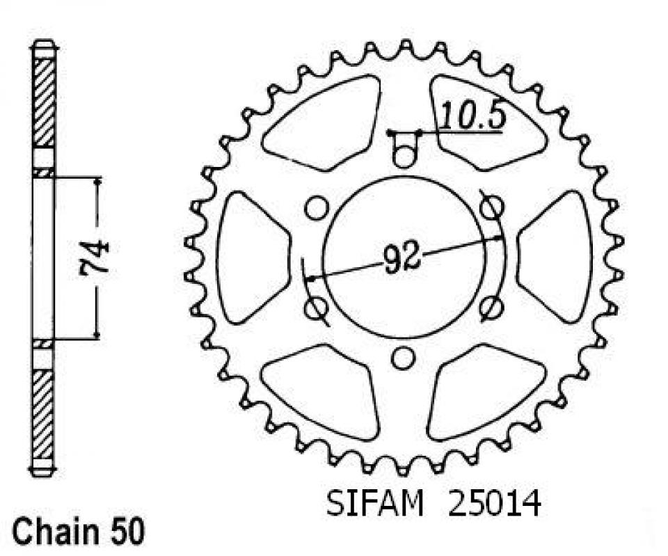 Couronne de transmission Esjot pour Moto Yamaha 400 XJ 1982 45 dents pas 530 Neuf