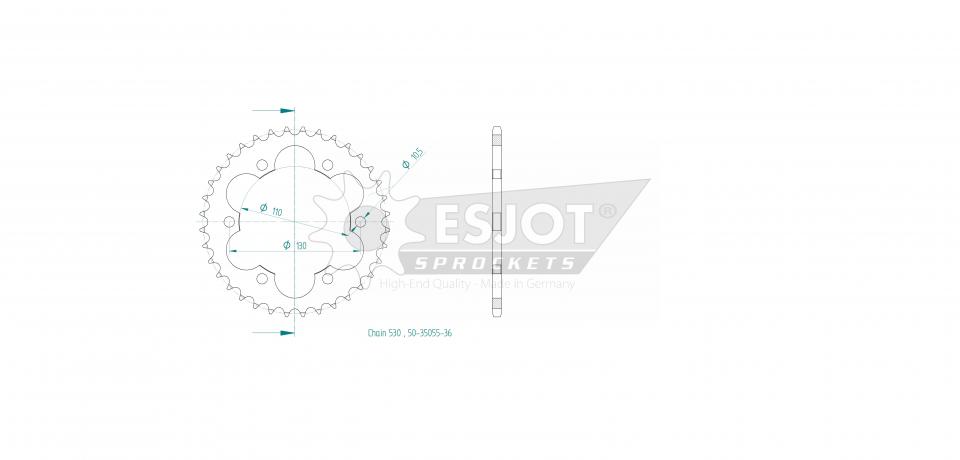 Couronne de transmission Esjot pour Quad Bombardier 650 Ds X 4X2 2004 à 2006 Neuf