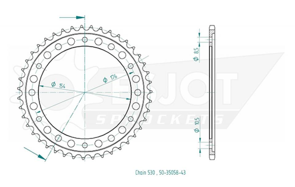 Couronne de transmission Esjot pour Moto Honda 800 VFR F 2014 à 2019 Neuf