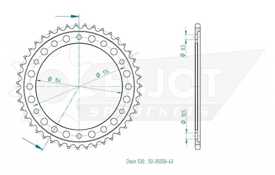 Couronne de transmission Esjot pour Moto Honda 1000 Cb Ra Abs 2009 à 2019 Neuf